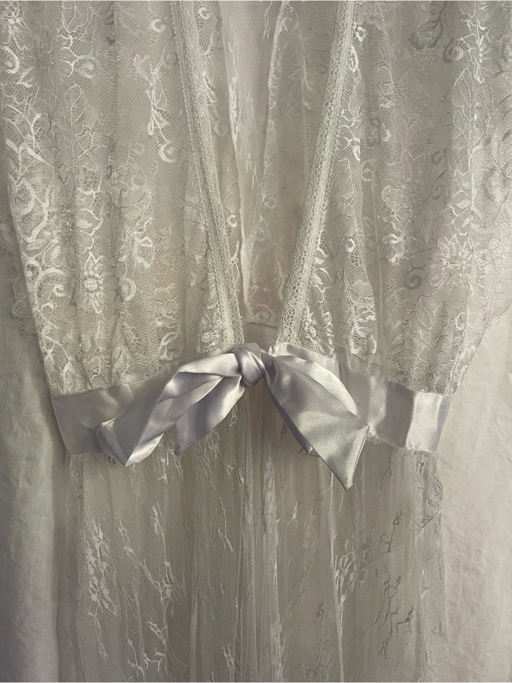 Dreamgirl Vintage Sheer Long Lace Robe Coquette Angelic Bridal Whimsical Size S